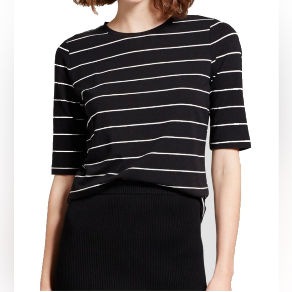 Who What Wear black white Breton mariniere striped tee, elbow length sleeves